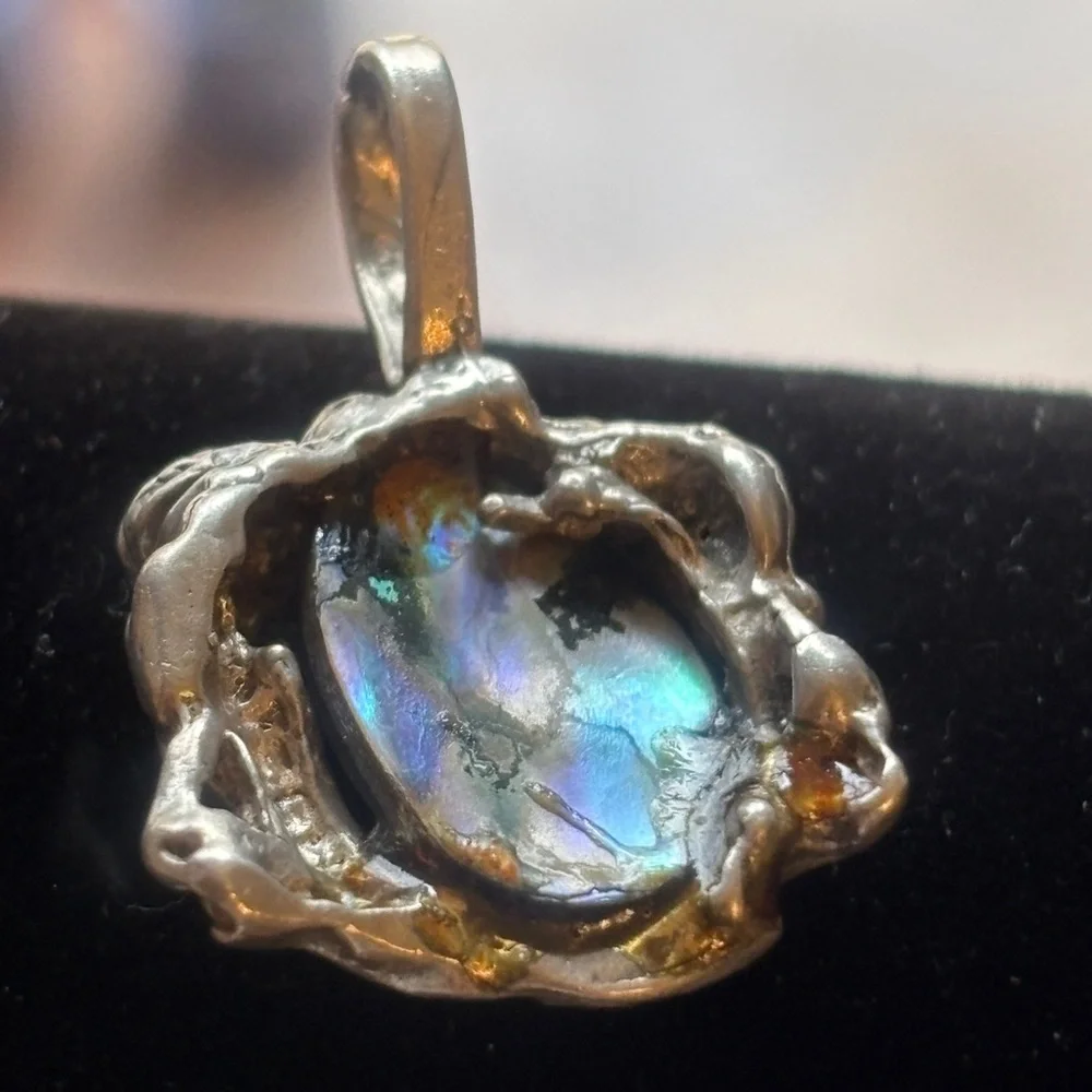 Vintage CYVRA alone mermaid and fish sterling pendant